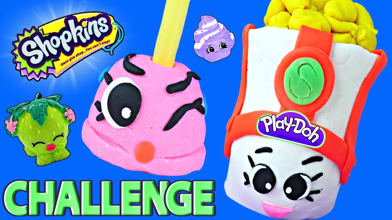 SHOPKINS SEASON 3 Challenge Making  Peta Plunger and Poppy Corn  Play Doh Surprise Shopkin Toys