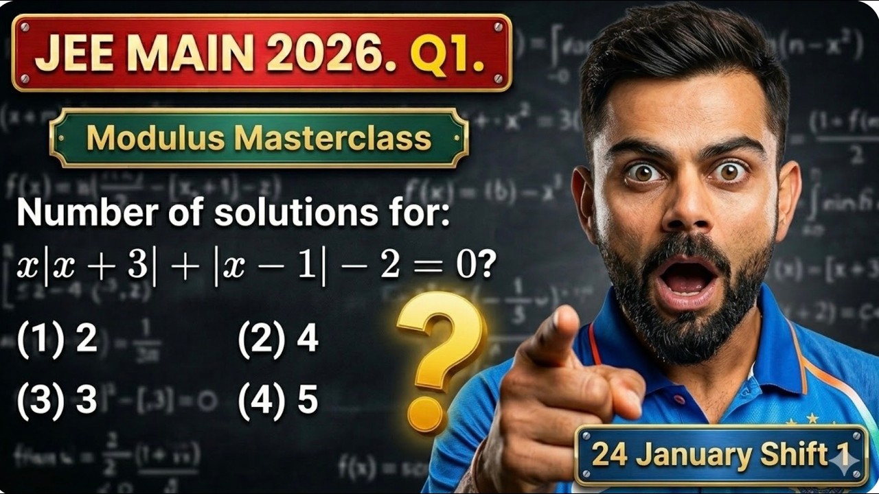 The number of real solutions of x∣x+3∣+∣x−1∣−2=0 is ___? |JEE MAIN 2026||  PYQ