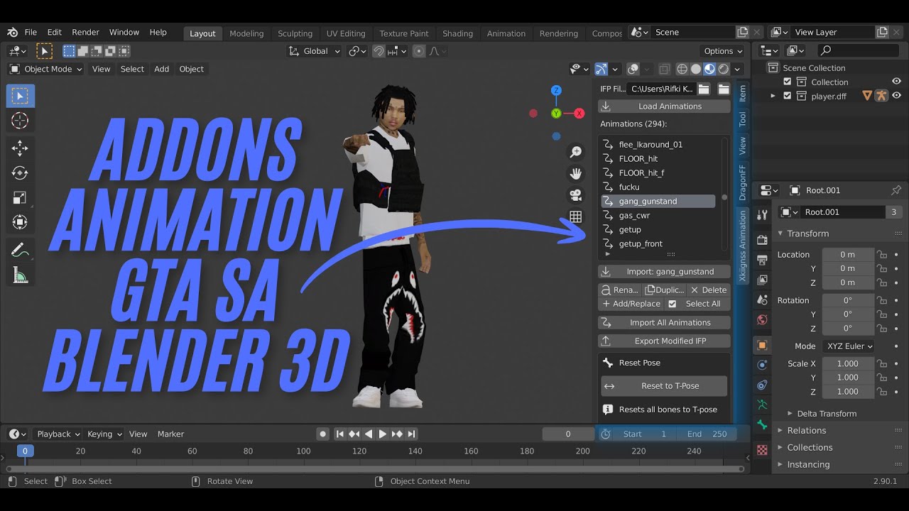 Xkiignss Animation - Addon Blender untuk Animasi GTA SA (Support 2.8+ & Android)