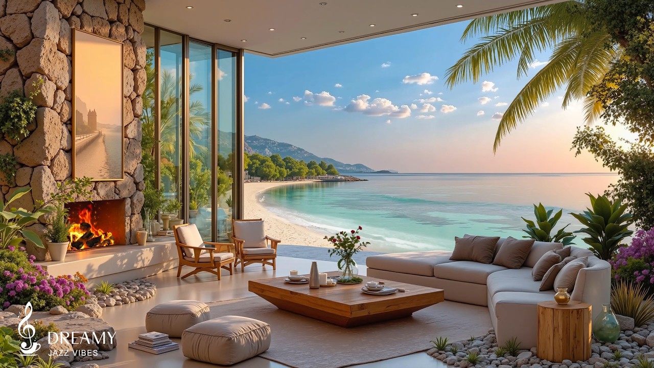 Tranquil Seaside Jazz Ambience | Relaxing Piano Jazz & Soft Wave Sounds for Calm Morning
