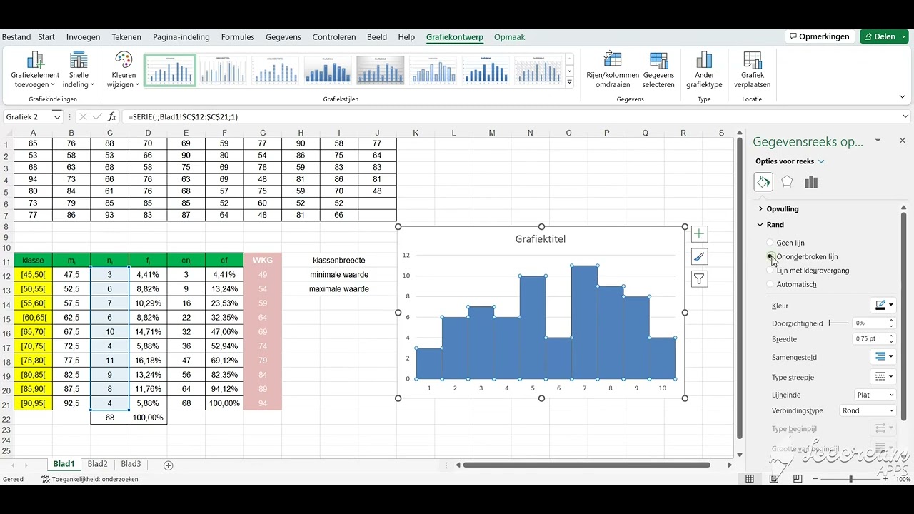 Opstellen van histogram met EXCEL