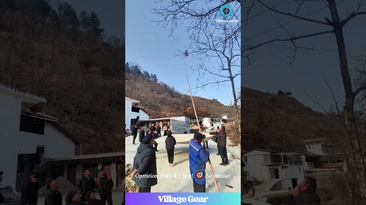 Village Kitty Rescue Mission! Pole Poking & Tree Hugging! 😂🐱 #catrescue #funnyanimals #heroic
