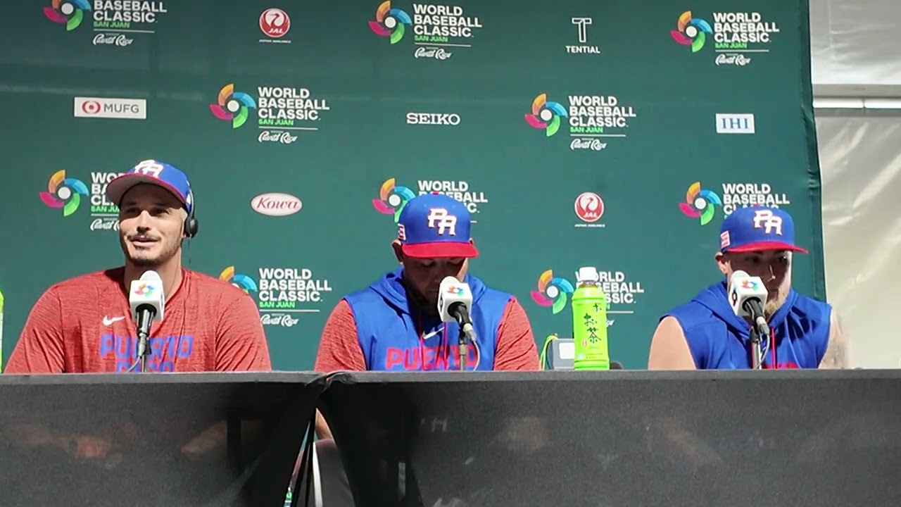 Conferencia de prensa del equipo de Puerto Rico previo al encuentro con Cuba en el Clásico Mundial