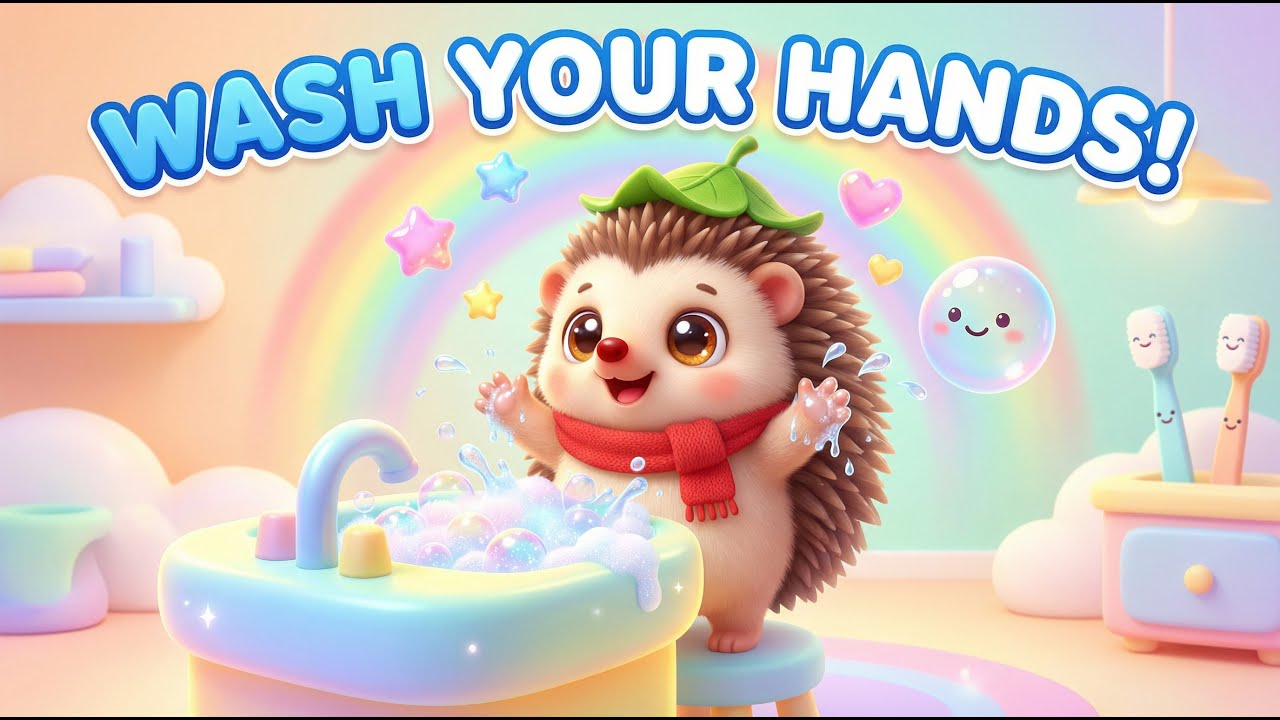“Nino Washes His Hands 🧼🦔 | Hand Washing Song for Kids | Clean Hands Nursery Rhyme”