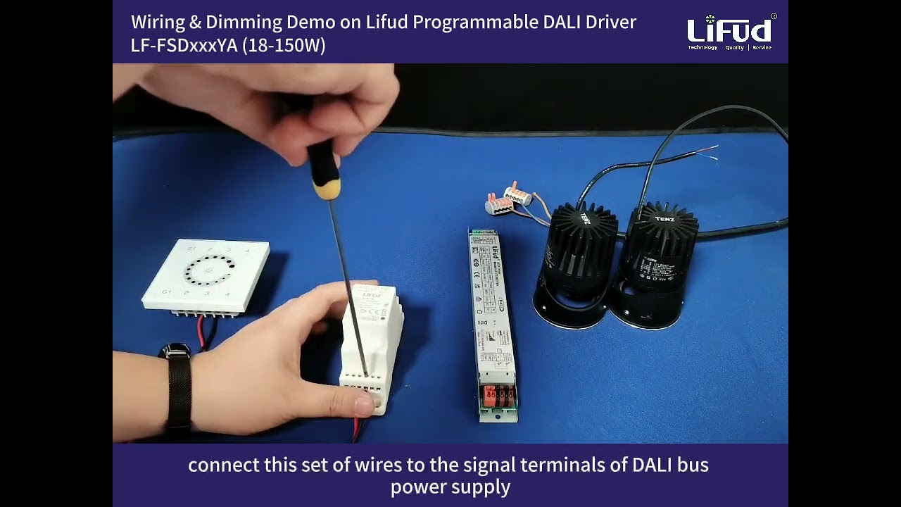 Wiring&Dimming Demo on Lifud Programmable DALI Driver LF-FSDxxxYA (18-150W)