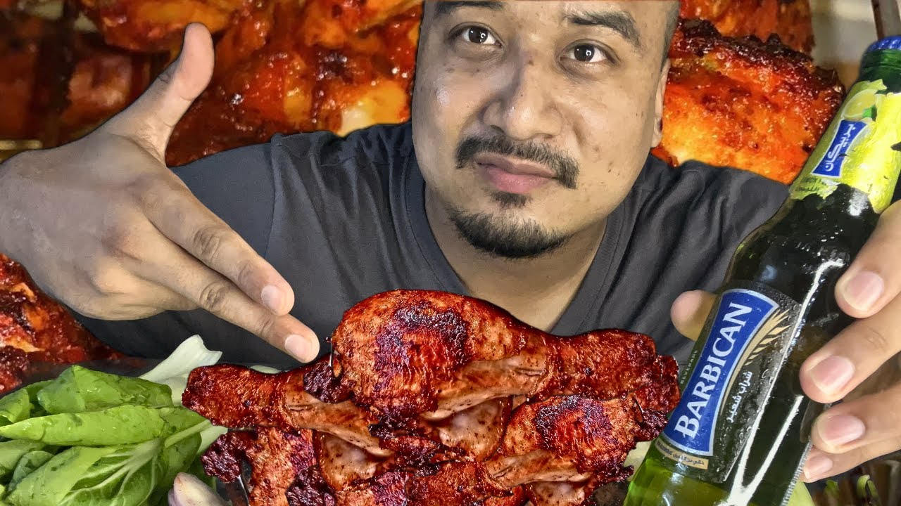 Chicken Tandoori with Bok Choi & Barbican Drink | Mukbang 🍗🥬