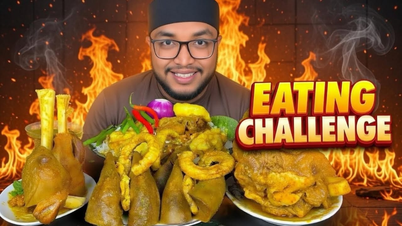 Eating Spicy Mutton Curry, Mutton Lungs Curry & Buffalo Leg Piece Curry with hot rice | Mukbang 