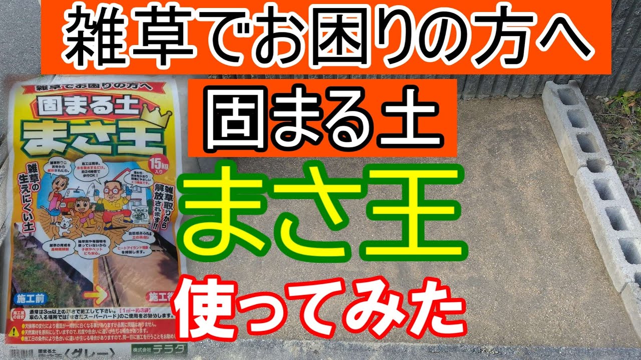 固まる土「まさ王」で雑草対策　水をかけるだけで固まります