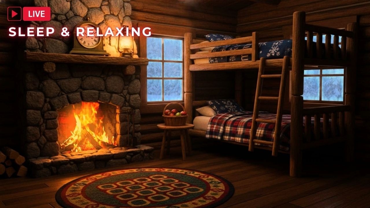 Cozy Winter Cabin Escape ❄️ Snowstorm & Fireplace Ambience for Deep Sleep and Relaxation