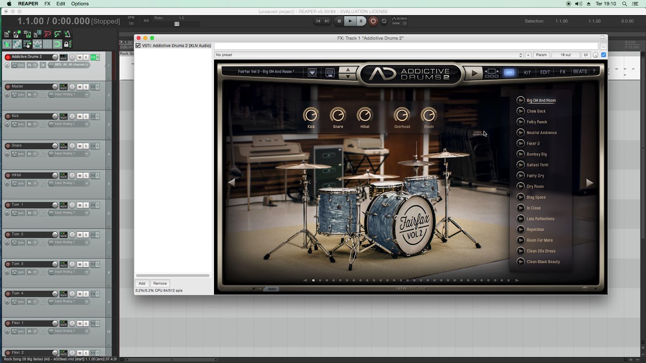 Exportar Addictive Drums 2 Multipistas no REAPER!