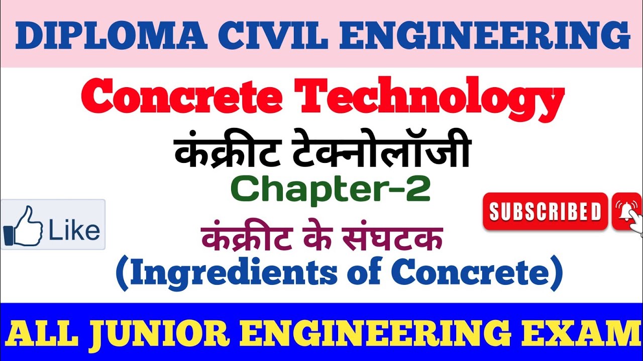 Concrete Technology(कंक्रीट टेक्नोलॉजी)||Ingredients Of Concrete कंक्रीट के संघटक||Chap-2||Part-#1||