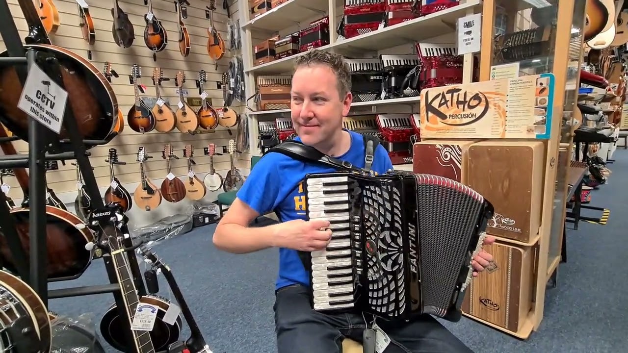 Mark playing a Fantini 72 Bass 4 Voice Accordion @ Hobgoblin Music Birmingham
