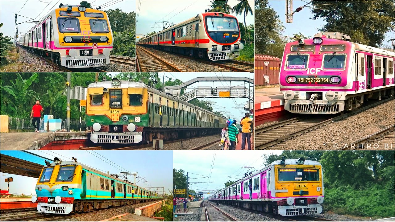 [6 in 1] Amazing colorful trains | Different colored EMU local trains of Indian Railways.