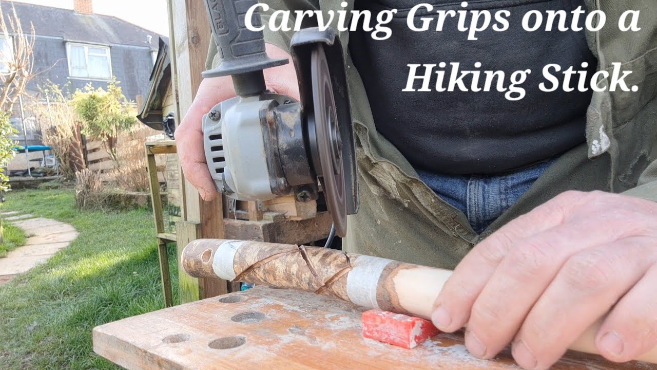 How I carve hand grips on hiking sticks. Folklore hiking stick workshop chat.