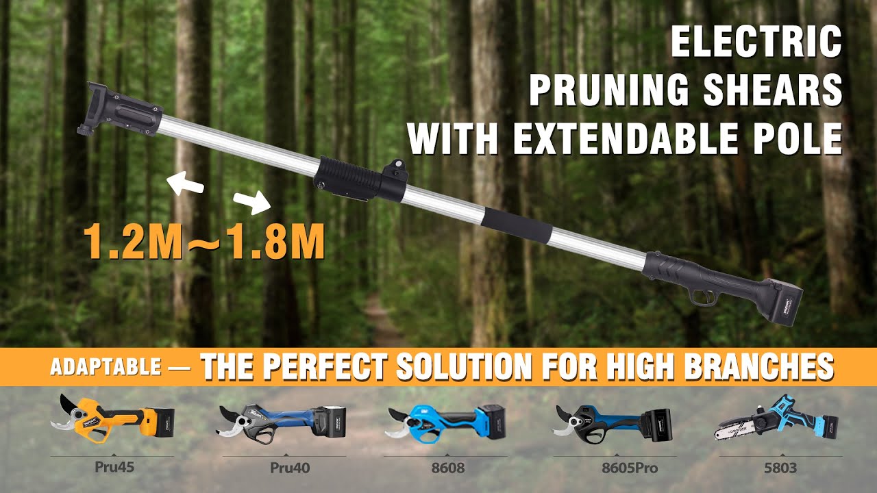 45MM Electric Pruning Shears with Extendable Pole - The Perfect Solution for High Branches【SW-Pru45】