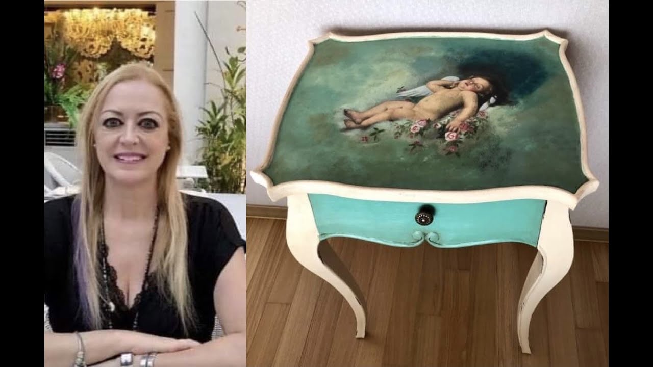 DIY Bed side table Make Over - Μεταμόρφωση παλιού κομοδίνου, με Ντεκουπάζ και χρώμα κιμωλίας