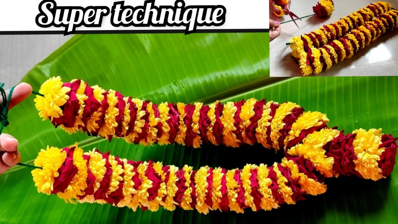 ஈசியாக மாலை ரெடி பண்ணலாம் வாங்க/flower mala making at home