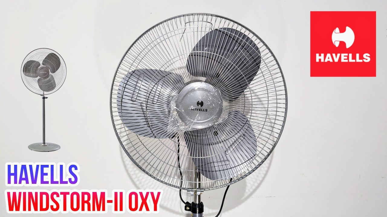 Havells Windstorm-II OXY Oscillation 500 mm Pedestal Fan (Charcoal Grey) New Model#indiaunboxed