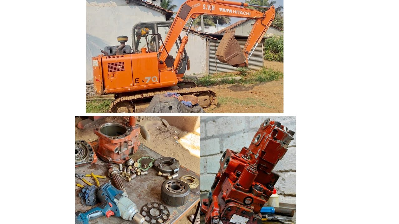 Tata Hitachi Ex70 Hydraulic pump service.Hitachi slow problem solved.mechanic fixes Excavator