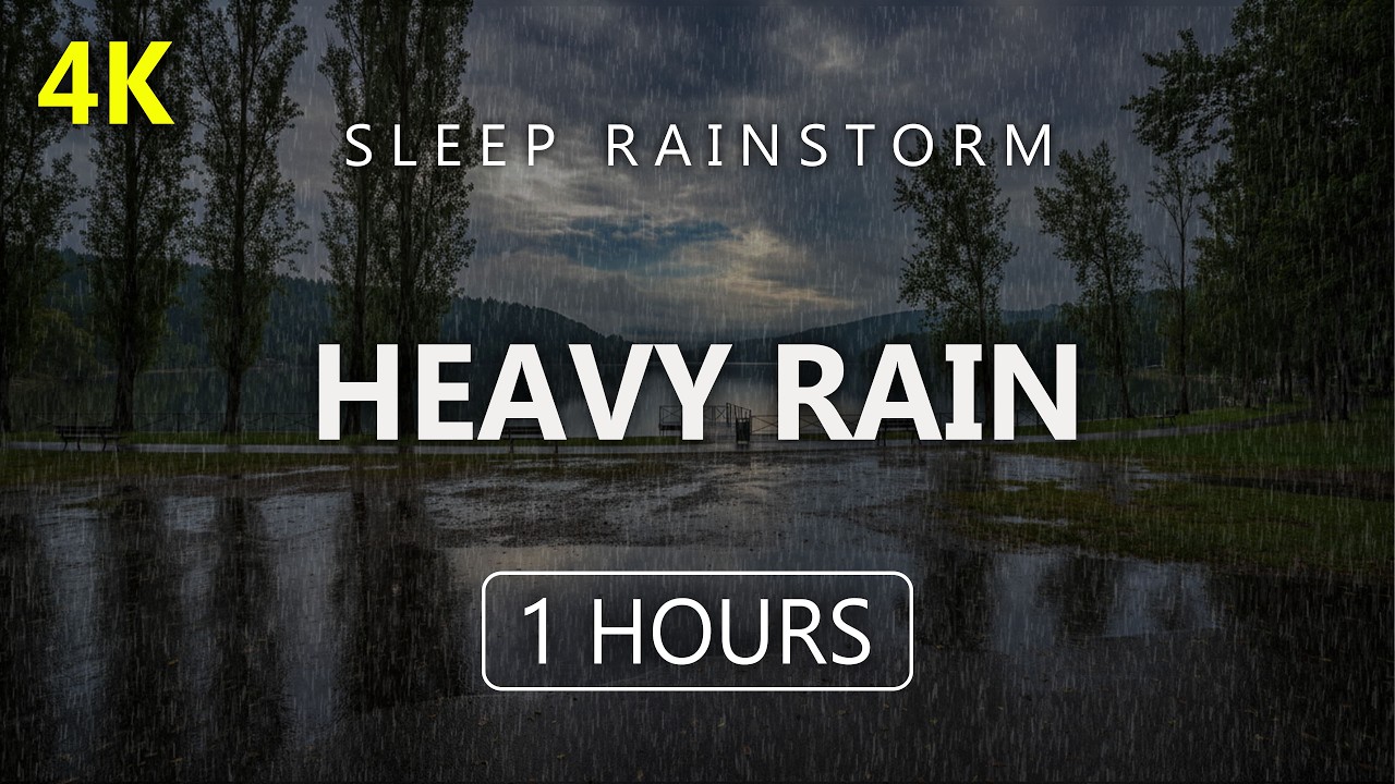 Fall Asleep Quickly with Heavy Rain by the Large Park Lake | Deep Sleep