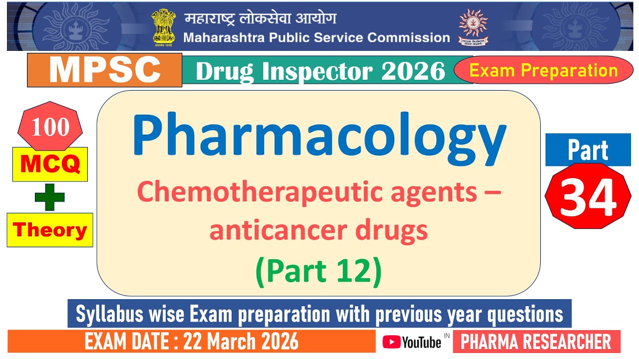 Chemotherapeutic agents anticancer drugs MCQs II MPSC DI 2025 Exam Preparation