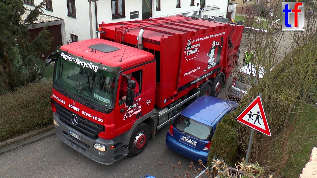 **RED** Garbage Truck / Müllwagen Mercedes-Benz Actros FAUN VARIOPRESS, Germany, 2015.