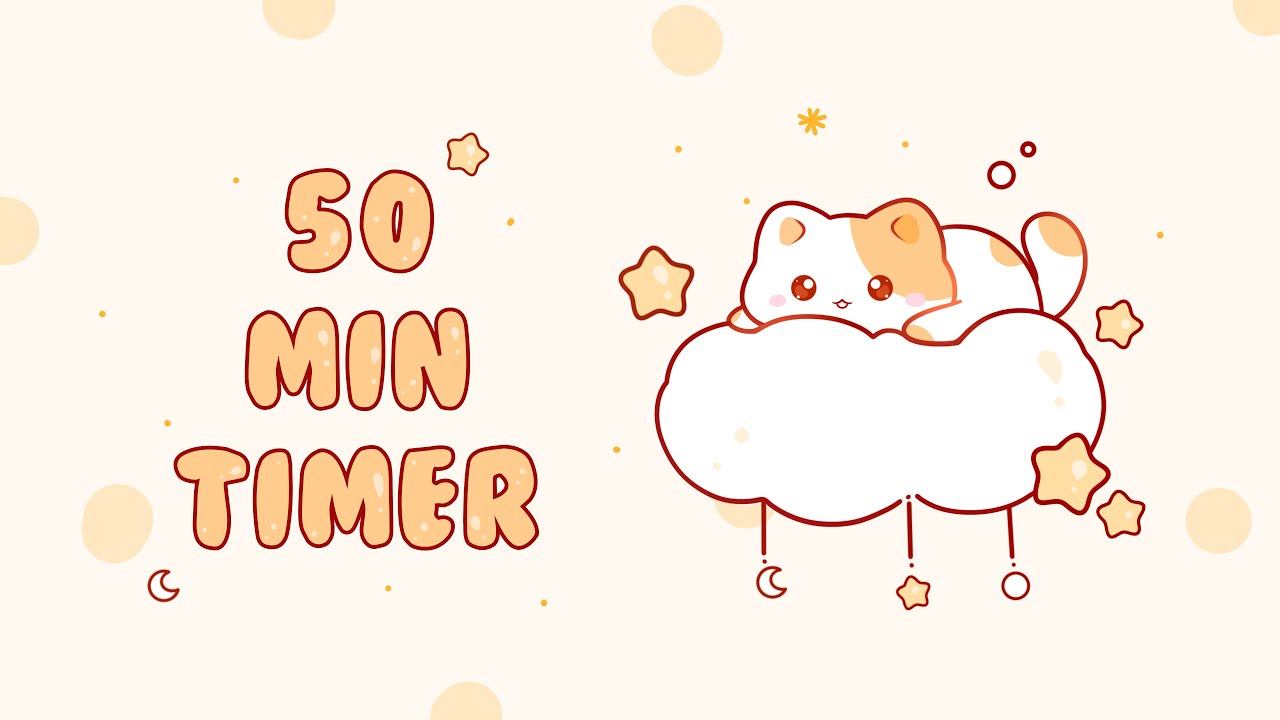 50 minutes  - Study Timer Work with me Cat on a fluffy cloud #timer #50minute  #studymusic #lofi