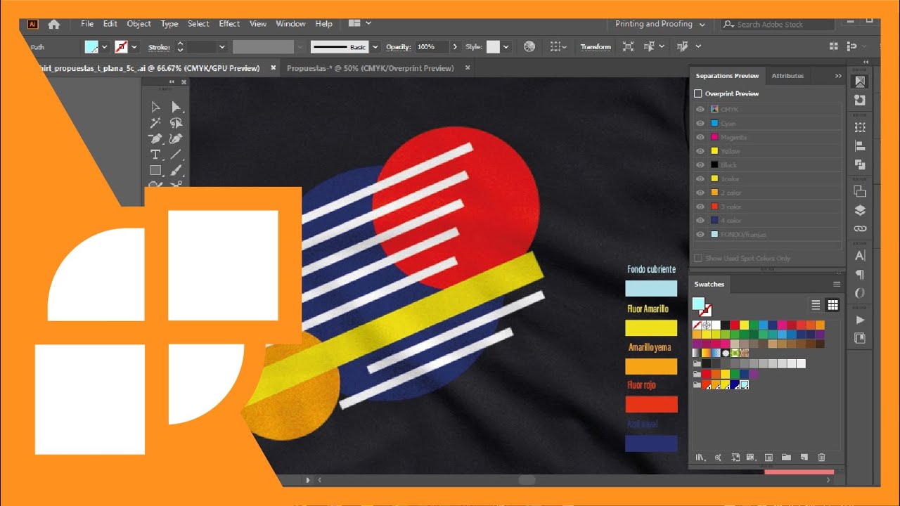 Illustrator | Separación de colores | Serigrafía | Tintas planas | Trapping | Overprint | PDF