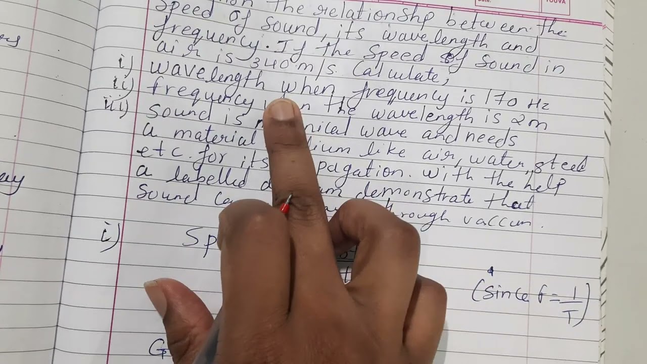 Establish the relationship between speed of sound, its wavelength and frequency. Ifthe speed of soun