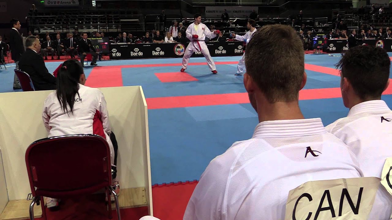 Morocco vs Canada. Male Team Kumite Competition. 2014 World Karate Championships
