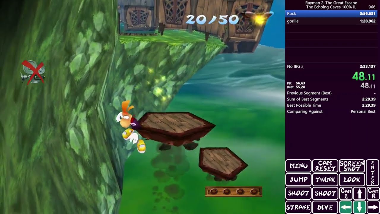 Rayman 2 Echoing Caves 100% IL in 2:31.077