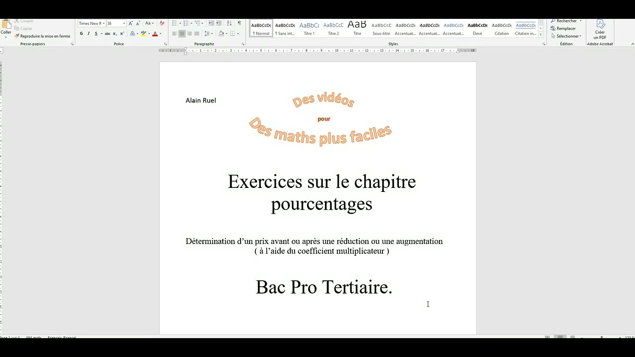 exercices pourcentages indirects première bac pro tertiaire