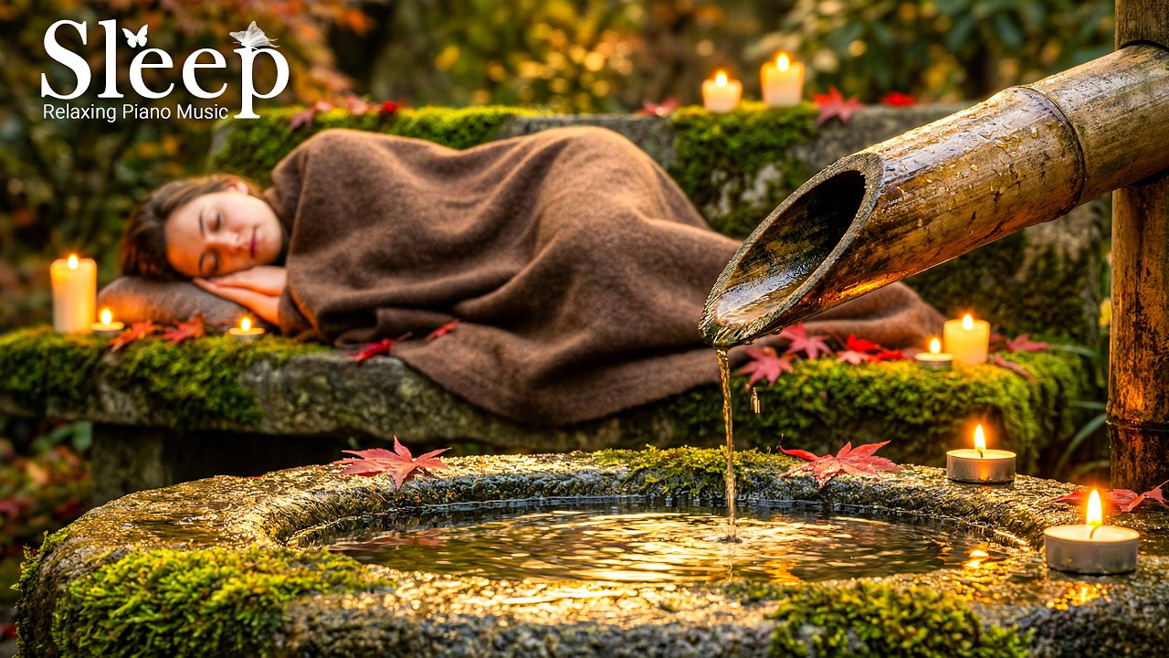 Sleep with Bamboo Water 🍁 Peaceful Piano & Water Sounds 🌿 Deep Sleep