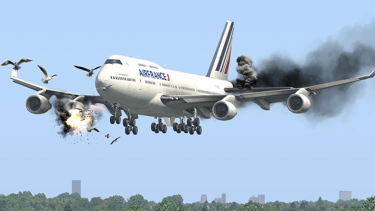 Худший Боинг 747 аварийных посадки после попадания птиц | Xplane 11