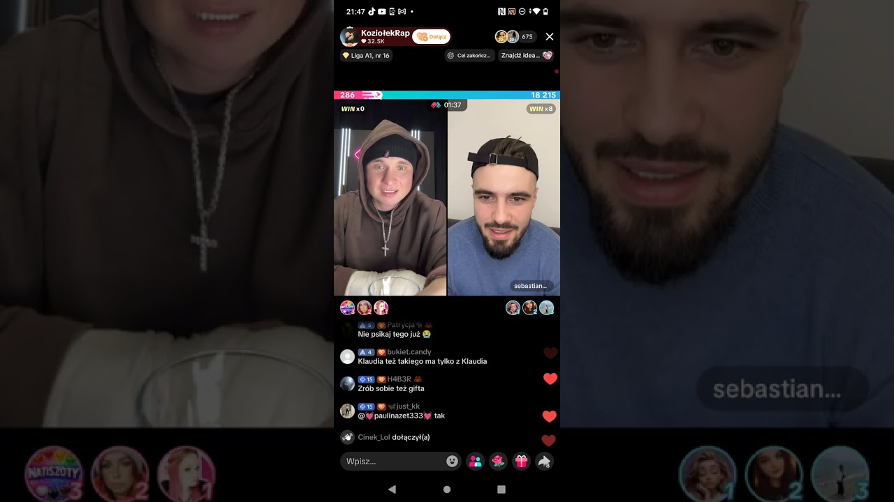 Koziołek Rap i Sebastian Kalisz obgadują Klaudelize że zależy jej tylko na giftach i pieniądzach