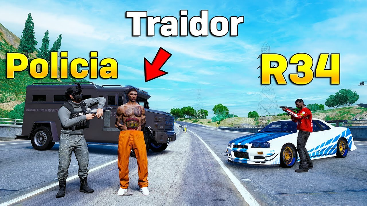 Usamos un R34 para rescatar al TRAIDOR de la POLICÍA en GTA 5 RP
