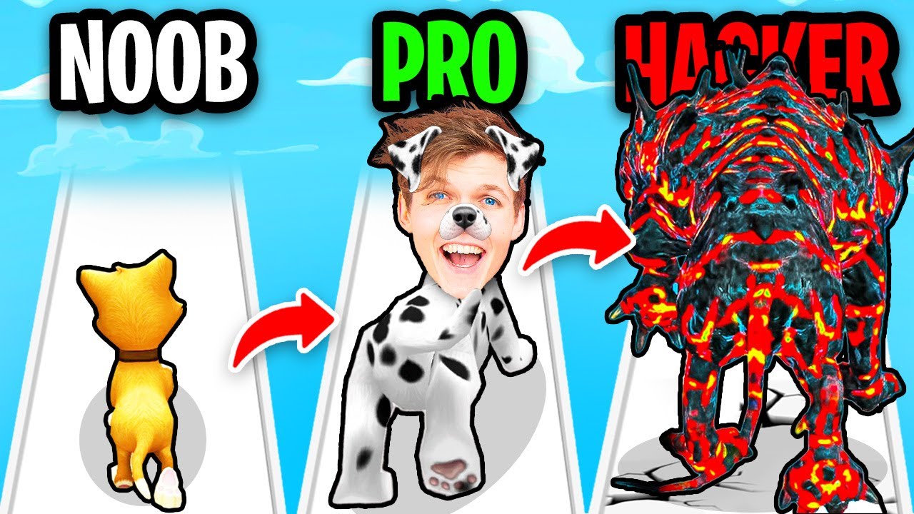 NOOB vs PRO vs HACKER In DOGGY RUN!? (ALL LEVELS!)