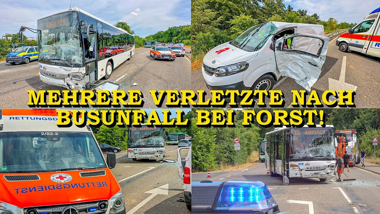 [MEHRERE VERLETZTE BEI SCHWEREM BUSUNFALL] - SCHULBUS PRALLT IN TRANSPORTER - | FORST | BERGUNG