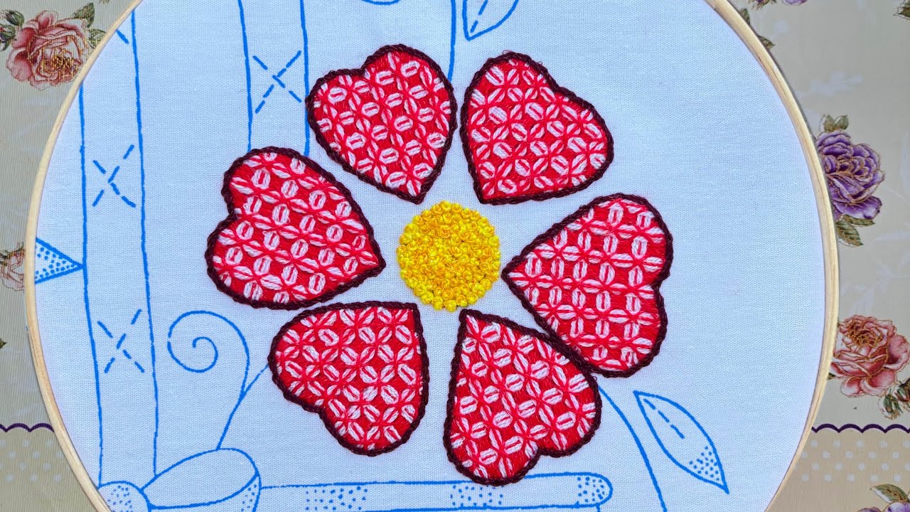 Como bordar una flor con puntada fantasía🌺puntadas fáciles💜