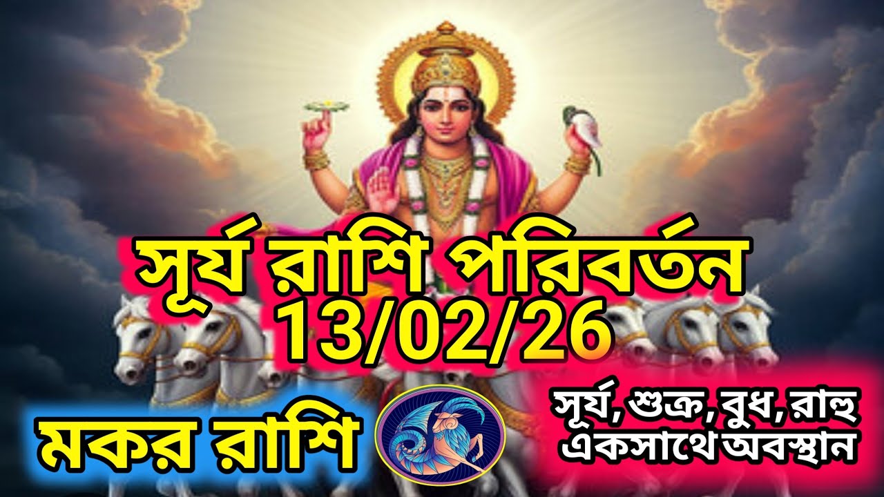 মকর রাশি সূর্য রাশি পরিবর্তন 13/02/26।। কোন দিকে লাভ কোন দিকে বিশেষ সাবধান অবশ্যই জেনে নিন।।