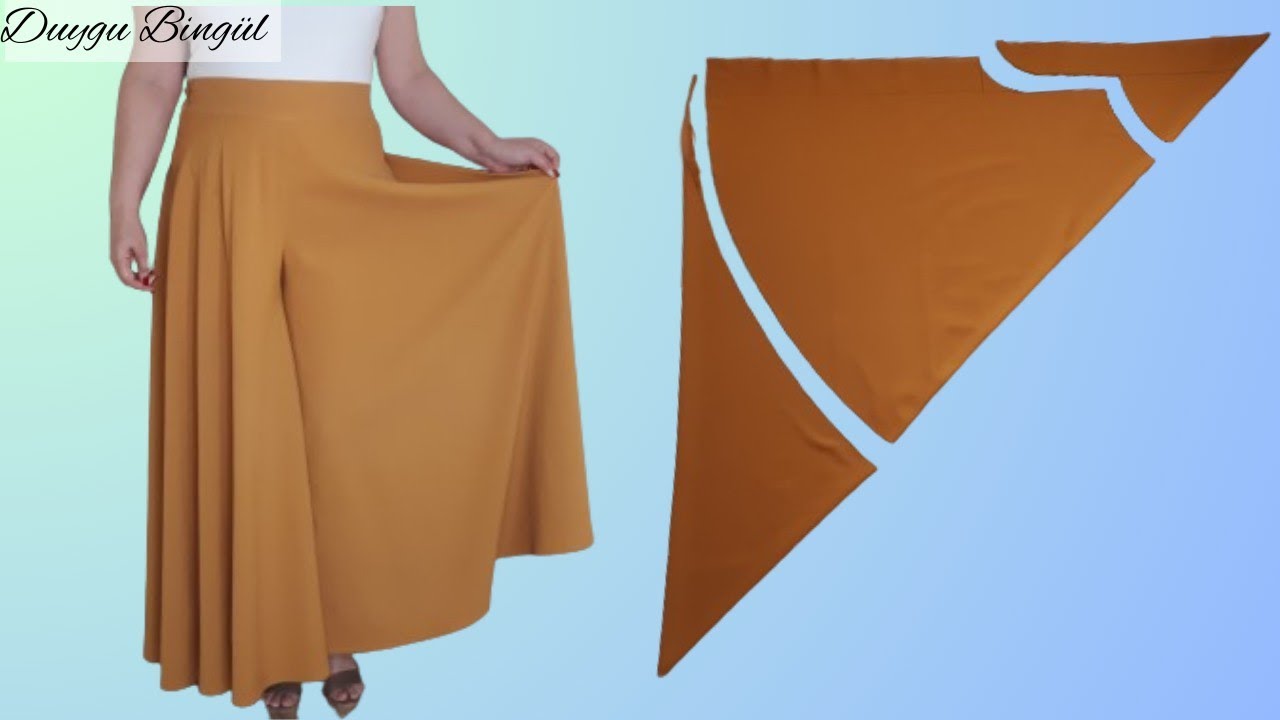 Very Easy Cutting and Sewing of Long Palazzo Trousers with Elastic Back / Sewing Teacher D.B.