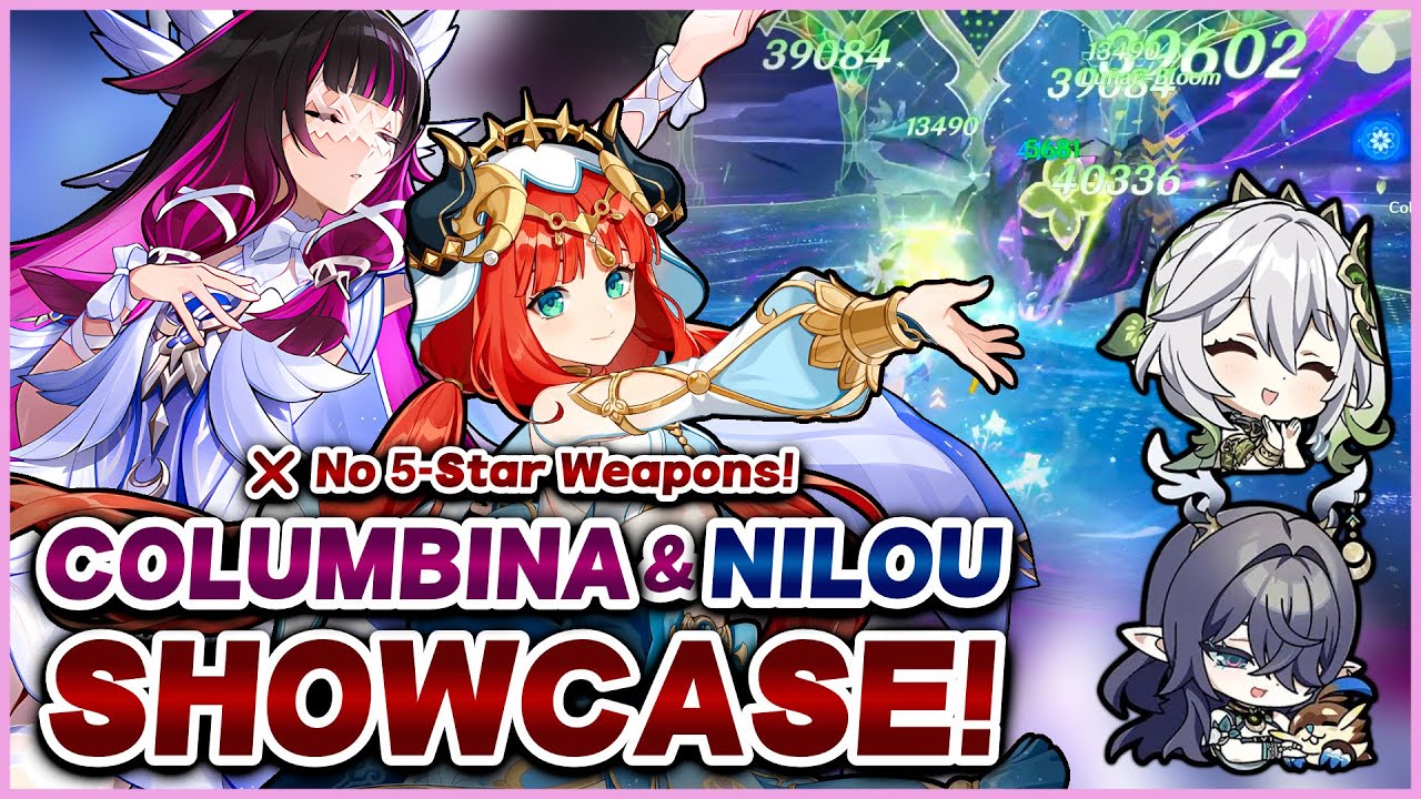 Columbina Lunar Bloom Team Showcase | No Healer | 4★ Weapons | Genshin Impact
