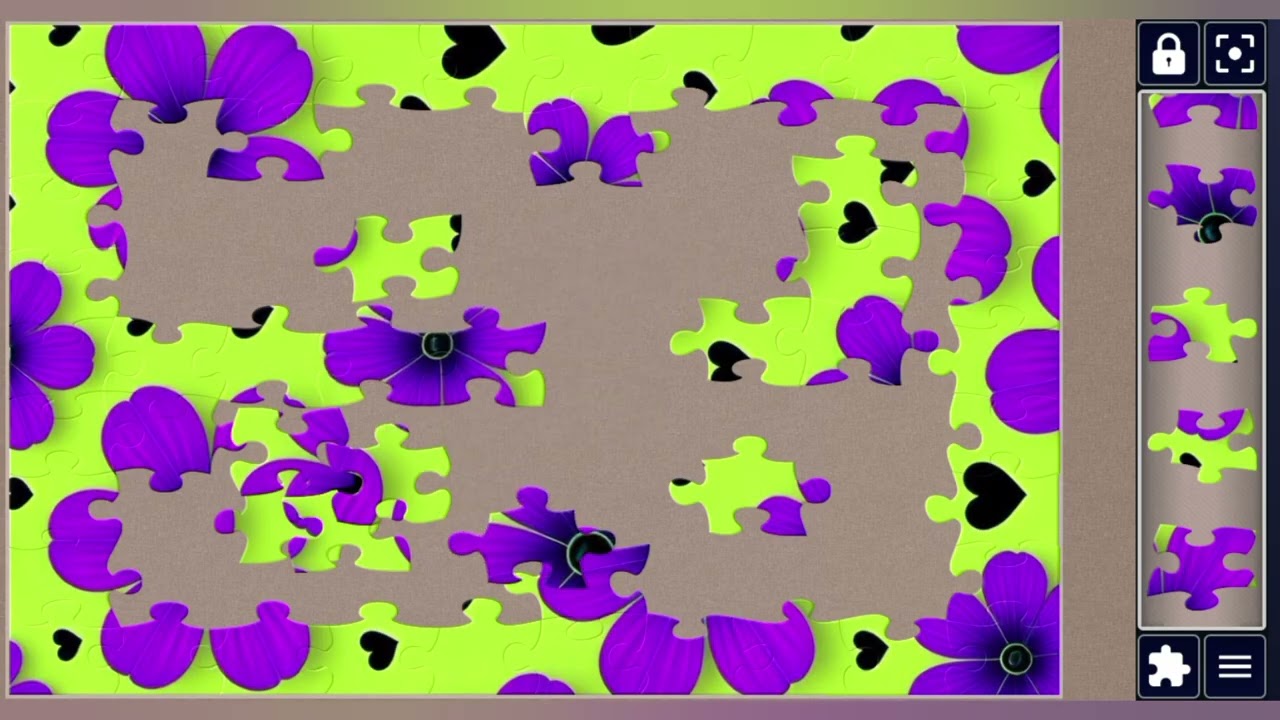 Lime Green🍋‍🟩 wallpaper with purple flowers🪻& Black Hearts🖤🧩joyful jigsaw puzzle 🧩@jigsawpuzzle45