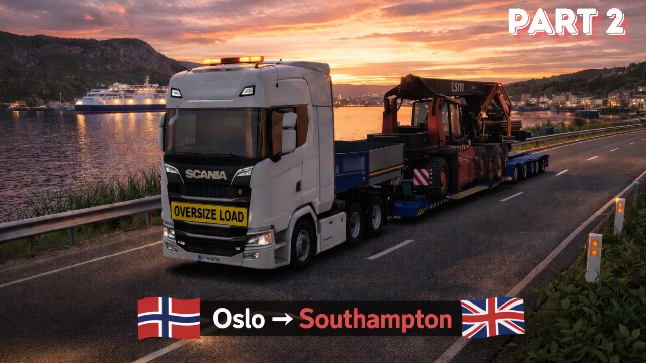 Scania 770S 54 TON Heavy Haul 🇳🇴 Oslo → 🇬🇧 UK | Morning Drive & Rainy Roads 🌧️🚛 | Part 2 #ets2