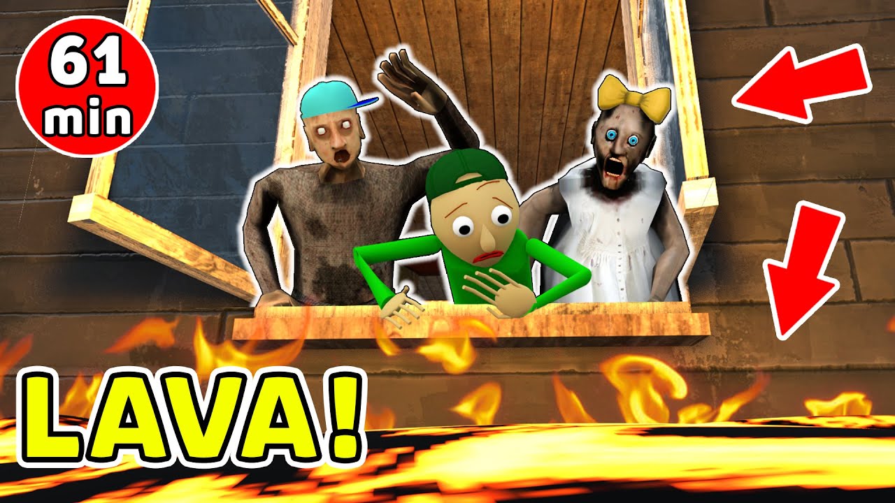 Granny vs Grandpa vs Baldi vs *floor is lava* - funny horror animation (60 mins of fun #5)