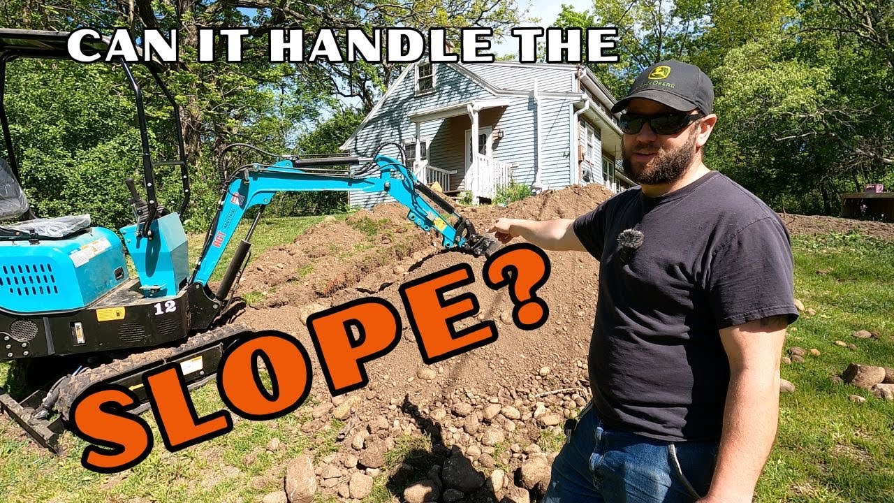 DIGGING WITH A CHINESE MINI EXCAVATOR ON A STEEP SLOPE
