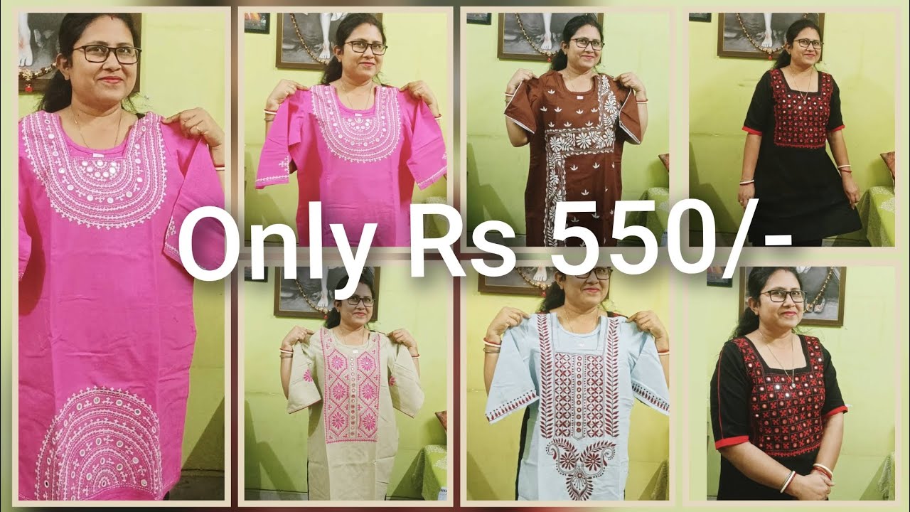 Unique design boutique collection.. pure cotton hand embroidery kurti.7811089698
