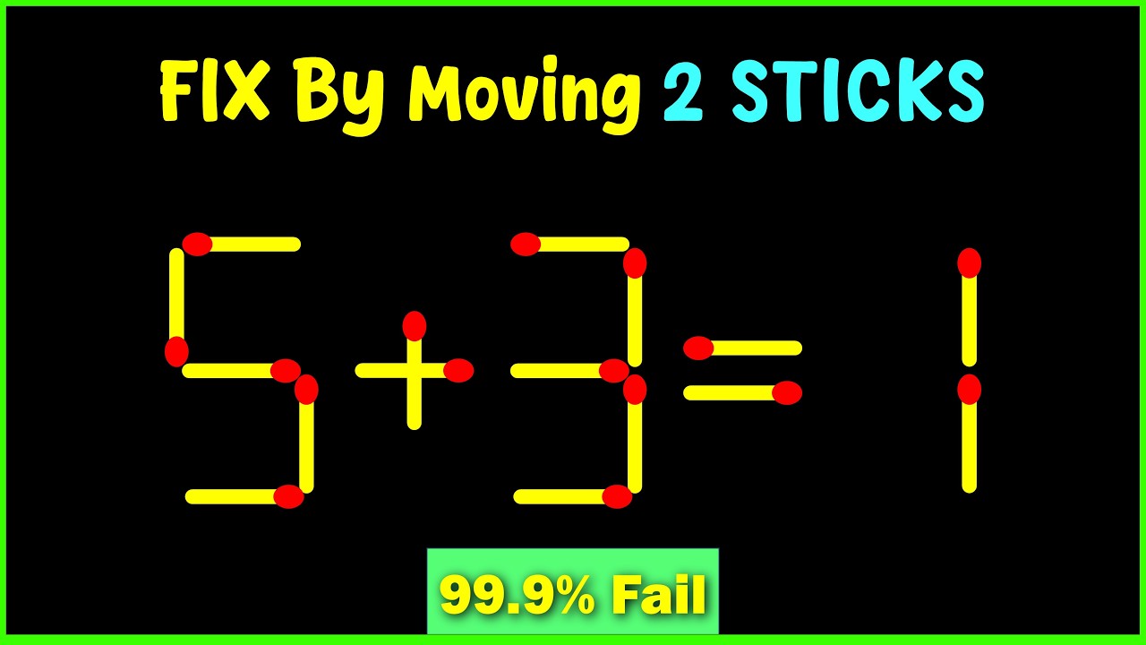 Matchstick Puzzles | Move Two Match to Fix the Equation | Matchstick puzzle with answer | Math  game