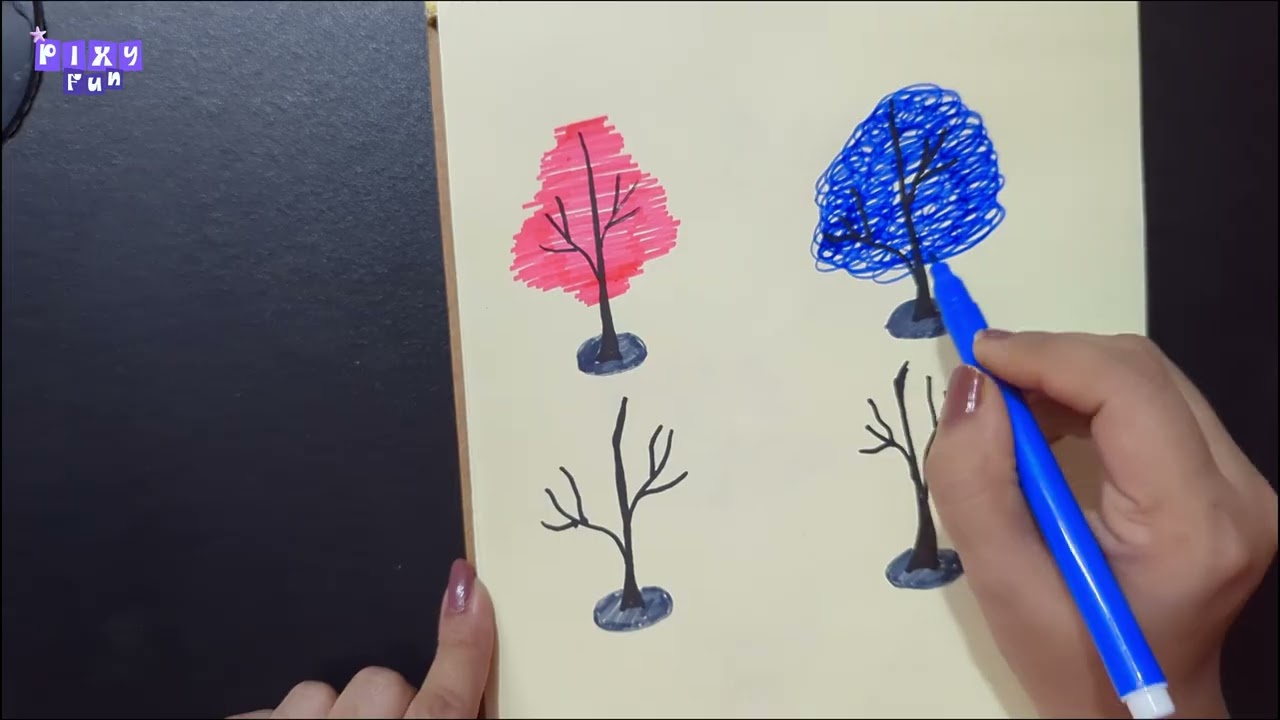 How to Draw Colorful Trees - Easy Drawing for Kids