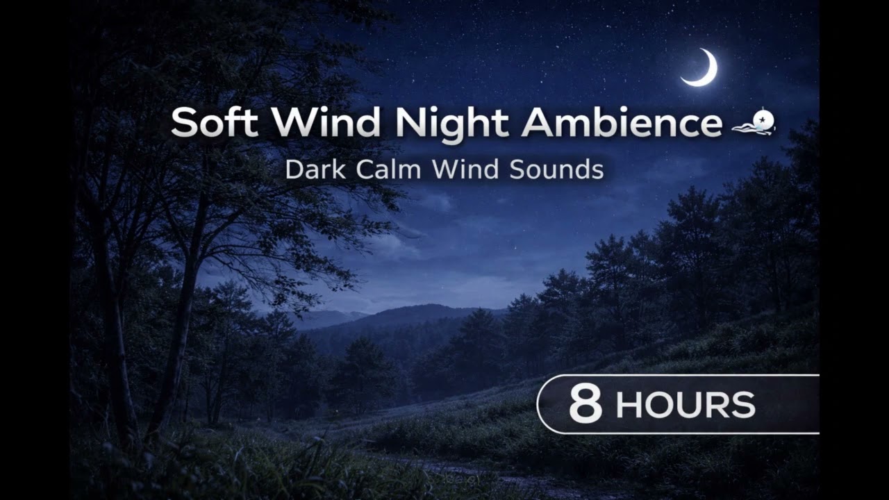 Soft Wind Night Ambience 🌬️🌙 | Dark Calm Wind Sounds (8 Hours)